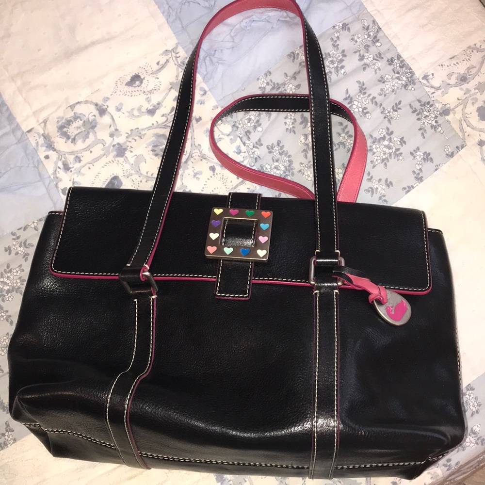Dooney and Bourke hearts tote with magnetic clasp